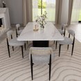 thumbnail image 3 of 7PCS Morden Fort 71" Dining Table Set for 6, White Marble Top Dining Table with 6 Armless Grey Boucle Chairs for Kitchen, Dining Room, Restaurant, Conference Room, 3 of 7