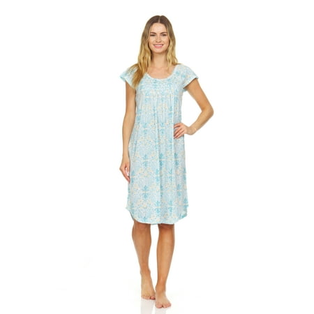 

Lati Fashion Women Nightgowns Short Sleeve Female Nightgowns & Sleepshirts Green M