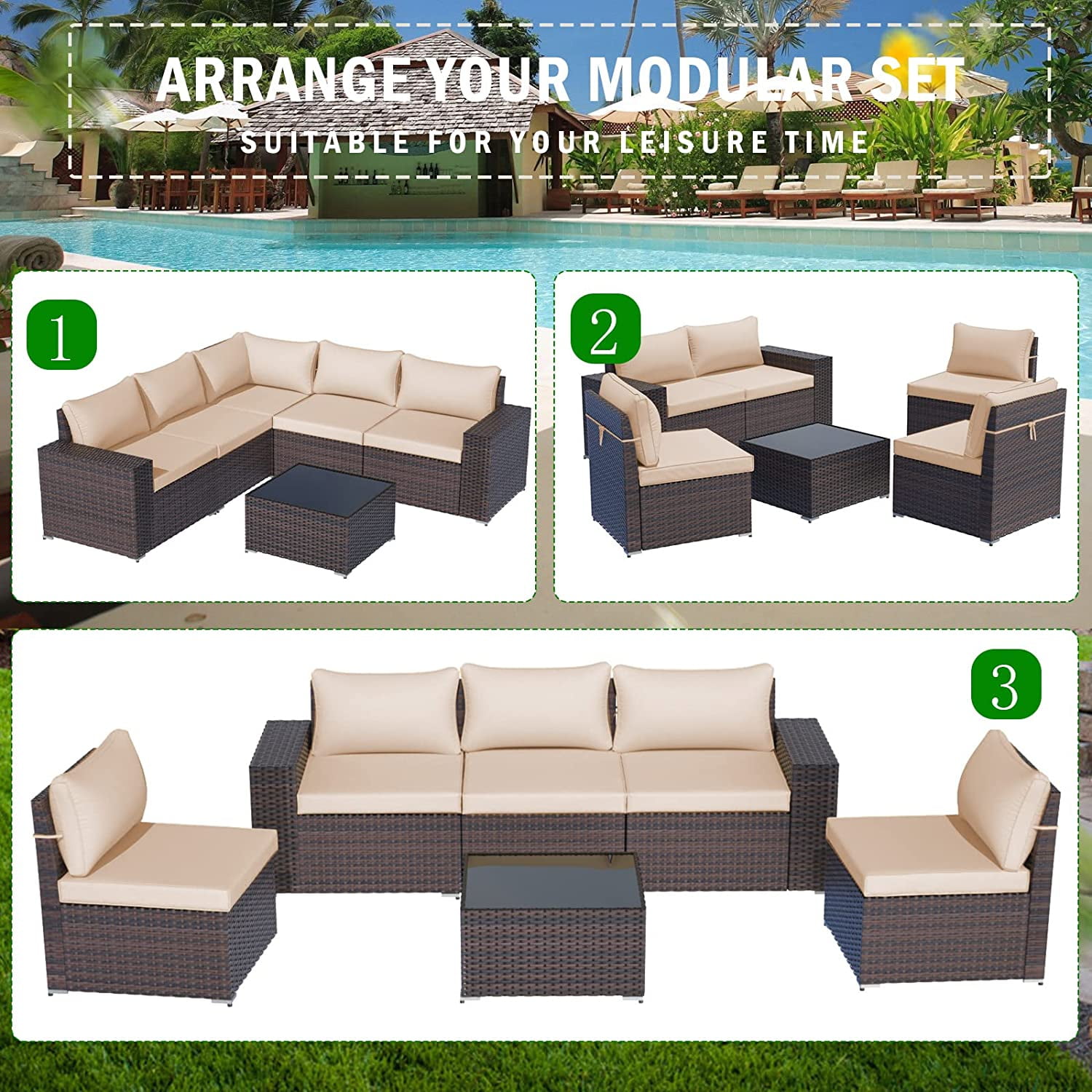 Buy Gotland Patio Furniture Sets 6 Pieces Patio Sectional Outdoor Furniture Patio Sofa Chairs 5636