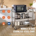 thumbnail image 2 of Kitchen Cart 3 Tier - 450LBS Rolling Utility Cart - Steel Service Cart with Wheels - Metal Storage Trolley with Handle & PP Liner - Indoor/Outdoor, 2 of 6