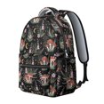 thumbnail image 2 of Mushroom and Moon Black Pattern Backpack for School, Cute School Bag with Adjustable Shoulder Straps and Padded Back, 15.3"x11"x7.1", 2 of 5