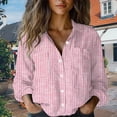 thumbnail image 2 of Cqxid525 Ladies Tops And Blouses Women Cotton Shirt Printed Fashion Button Down Shirts Casual Tops Long Sleeve Blouse Pink S Comfy Casual Vacation, 2 of 4