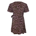 thumbnail image 4 of Fridja Robe Décontractée à Manches Courtes en Chiffon à Volants Imprimé Bandage Col en V pour Femmes, 4 of 5