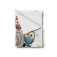 thumbnail image 2 of Cartoon Soft Flannel Fleece Throw Blanket, Cartoon and Owls Floral Background Animal Love Big Eyes Boys and Girls, Cozy Plush for Indoor and Outdoor Use, 50" x 70", Multicolor, by Ambesonne, 2 of 6