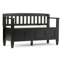 Simpli Home Brooklyn SOLID WOOD 48 inch Wide Contemporary Entryway Storage Bench in Black