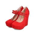 thumbnail image 5 of New Women DbDk Lolaa-6 Faux Suede Mary Jane Platform Wedge Heel, 5 of 5