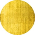 thumbnail image 1 of Ahgly Company Machine Washable Indoor Round Abstract Yellow Contemporary Area Rugs, 8' Round, 1 of 4