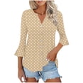 thumbnail image 3 of Uootdi Women's Blouses Polka Dot Print V Neck Flare Sleeve Solid Casual Tops Office Commute Style Lightweight Breathable Loose Fit Shirts Gift, 3 of 7