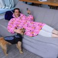 thumbnail image 3 of Wearable Oversized Blanket,Pink Halloween Pattern Wearable Blanket Hoodie for Adults,Cozy Hooded Blankets with Super Pockets,Super Warm Fuzzy Pullover for Women & Men, 3 of 6