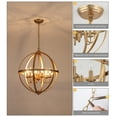 thumbnail image 7 of Q&S 6 Lights Brass Chandelier Model Modern Farmhouse Industrial Globe Antique Gold Hanging Light Fixture, 7 of 7