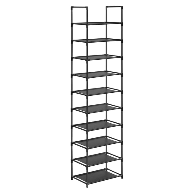 SONGMICS Zapatero, Estante para Zapatos de 10 Niveles, Organizador de Almacenamiento de Zapatos, Ahorro de Espacio, 11 x 17,7 x 68,1 Pulgadas, Estructura de Metal, Estantes de Tela No Tejida, para Ent