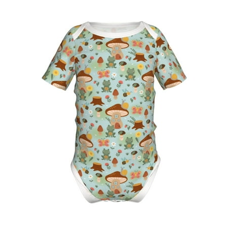 

Yiaed Mushroom House Insect Frog Print Infant Climbing Short Sleeve Onesie One-Piece Baby Bodysuit Clothes 0-12 Months -2 Years