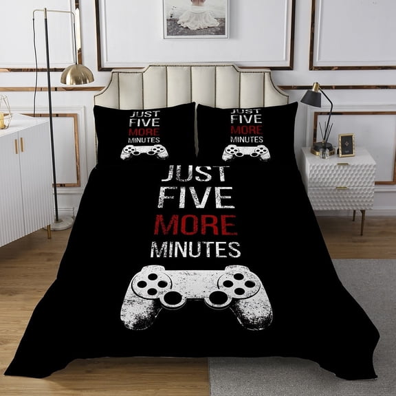 Erosebridal Gamepad Coverlet Set Twin, Black Bedding Set, Gaming Room Decor, 2 Pieces