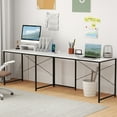 thumbnail image 3 of Giantex 95 Inch Reversible Corner Desk, L-Shaped Computer Desk w/Monitor Stand & 3 Cable Holes, 2-Person Long Study Writing Desk for ome Office, White, 3 of 9