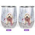 thumbnail image 2 of Playful Goldendoodle Welcomes Winter Snowy Day with Cardinal Bird 12oz Stainless Steel Wine Tumbler Insulated Cup with Lid Doodle Dog Lover Gifts Idea - 2017, 2 of 5