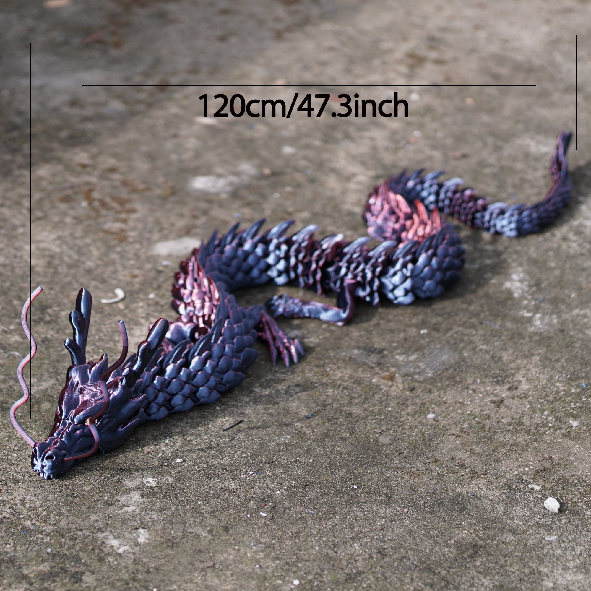 47.5inch 3D Printed dragon,Flexible Joint Animal lacertid Figurines,Realistic Eyes, Home Office Decor,Fidget Toy for Adults Teens Boy Festival Gifts