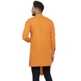 thumbnail image 4 of eloria Men's Traditional Orange Cold-Shoulder Sleeves Asymmetric Kurta, 4 of 7