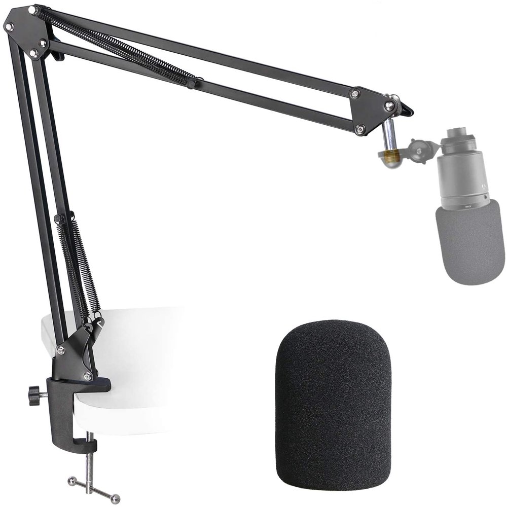 AT2020 Mic Stand with Pop Filter Microphone Boom Arm Stand with Foam