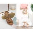 thumbnail image 2 of Anuirheih Bohemian Flat Flower Rhinestone Sandals Outer Beach Sandals Sandals Women Clearance(Brown), 2 of 9