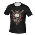 thumbnail image 2 of Generic Funny Skeletons Band At Rock Concert Graphic Men's Short Sleeve Full Print T-Shirt Black, 2 of 8