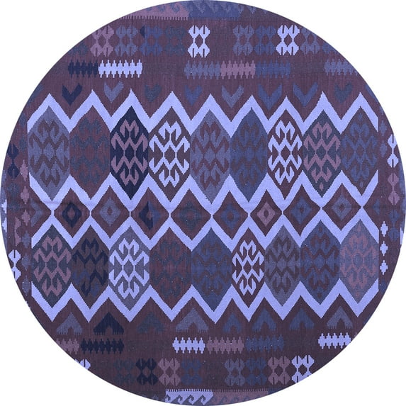 Ahgly Company Indoor Round Oriental Blue Traditional Area Rugs, 5' Round