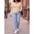thumbnail image 5 of Cueply Long Sleeve Thermal Shirts for Women Lace Fleece Lined Stretch V Neck Tops Undershirt Base Layer, 5 of 8