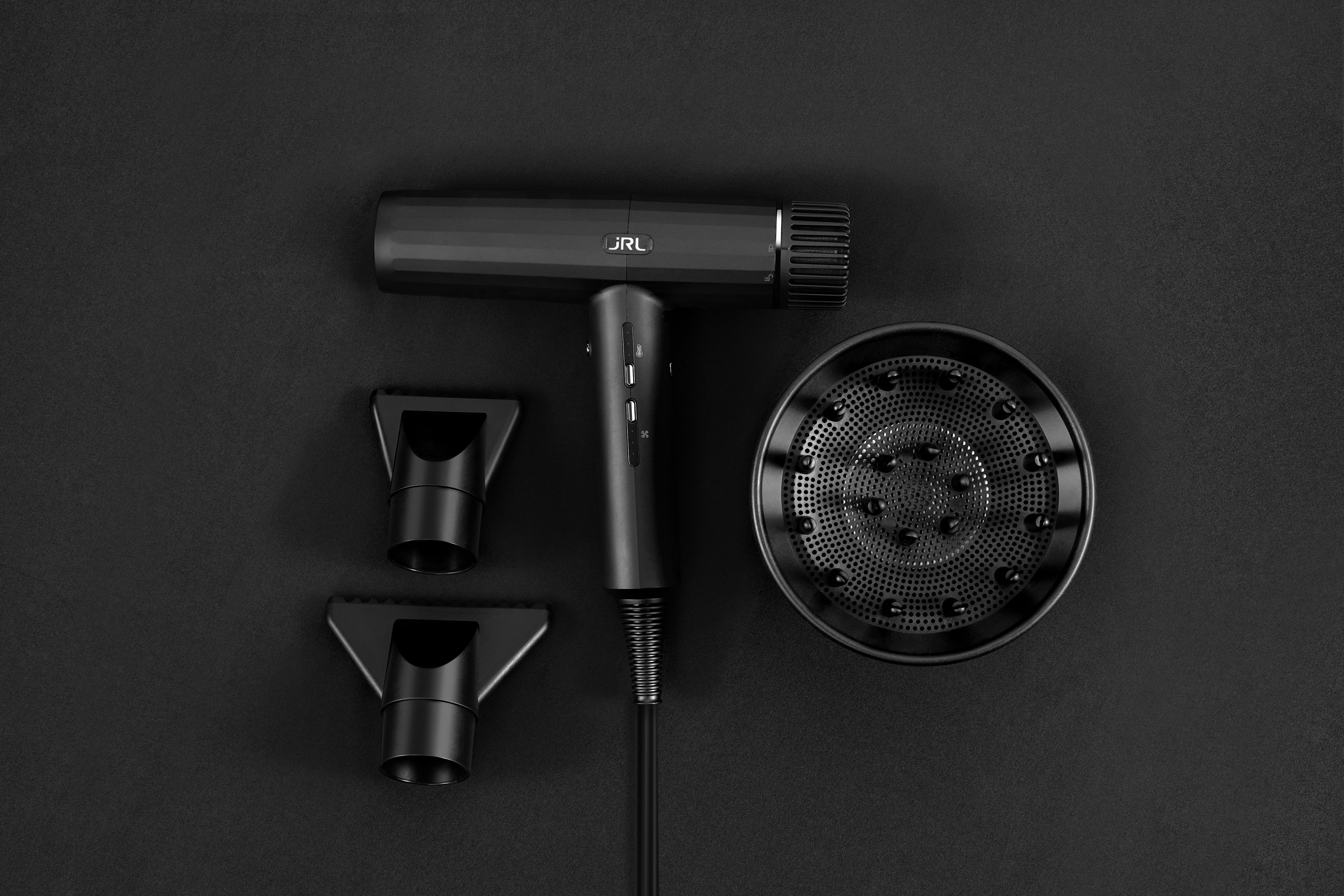 JRL USA Forte Pro Dryer - Ionic, 3 Settings for Speed and Temp, Ceramic (Black)