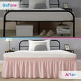 thumbnail image 3 of Wrap Around Bed Skirts 30" Drop, Fully Elastic Dust Ruffle, Soft and Luxury, Fade Resistant, Machine Washable Luxurious Fabric, Twin Size - Pink Solid., 3 of 4