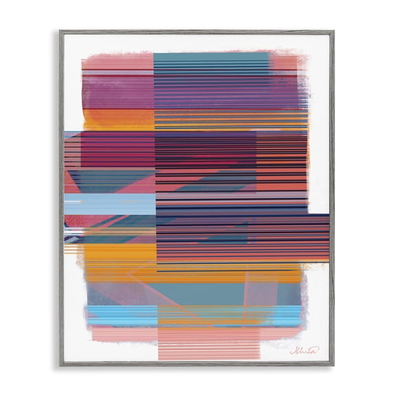 Stupell Industries Mid-Century Contemporary Lines Abstract Gray Framed Giclee Art, 11 x 14, by Ishita Banerjee