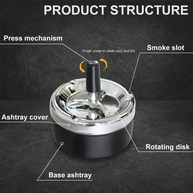Automatic Cleaning Rotating Ashtray With Lid - Boutique Smoking Set