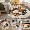 thumbnail image 5 of Vintage Rooster Large Round Rug 8 FT, Non Slip Living Room Area Carpet, Watercolor Spring Floral Farmhouse Animals Washable Soft Circle Rug Non-Shedding Floor Carpet for Bedroom Office Dining Room, 5 of 9