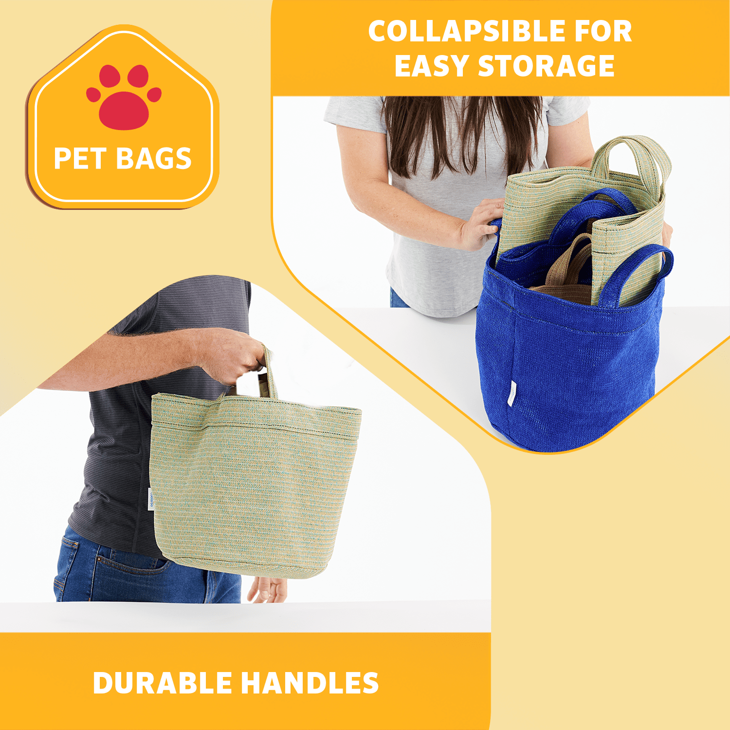 Coolaroo Dog Storage Toy Bin with Handles, 2 Pack Assorted Medium & Large Sizes, Green