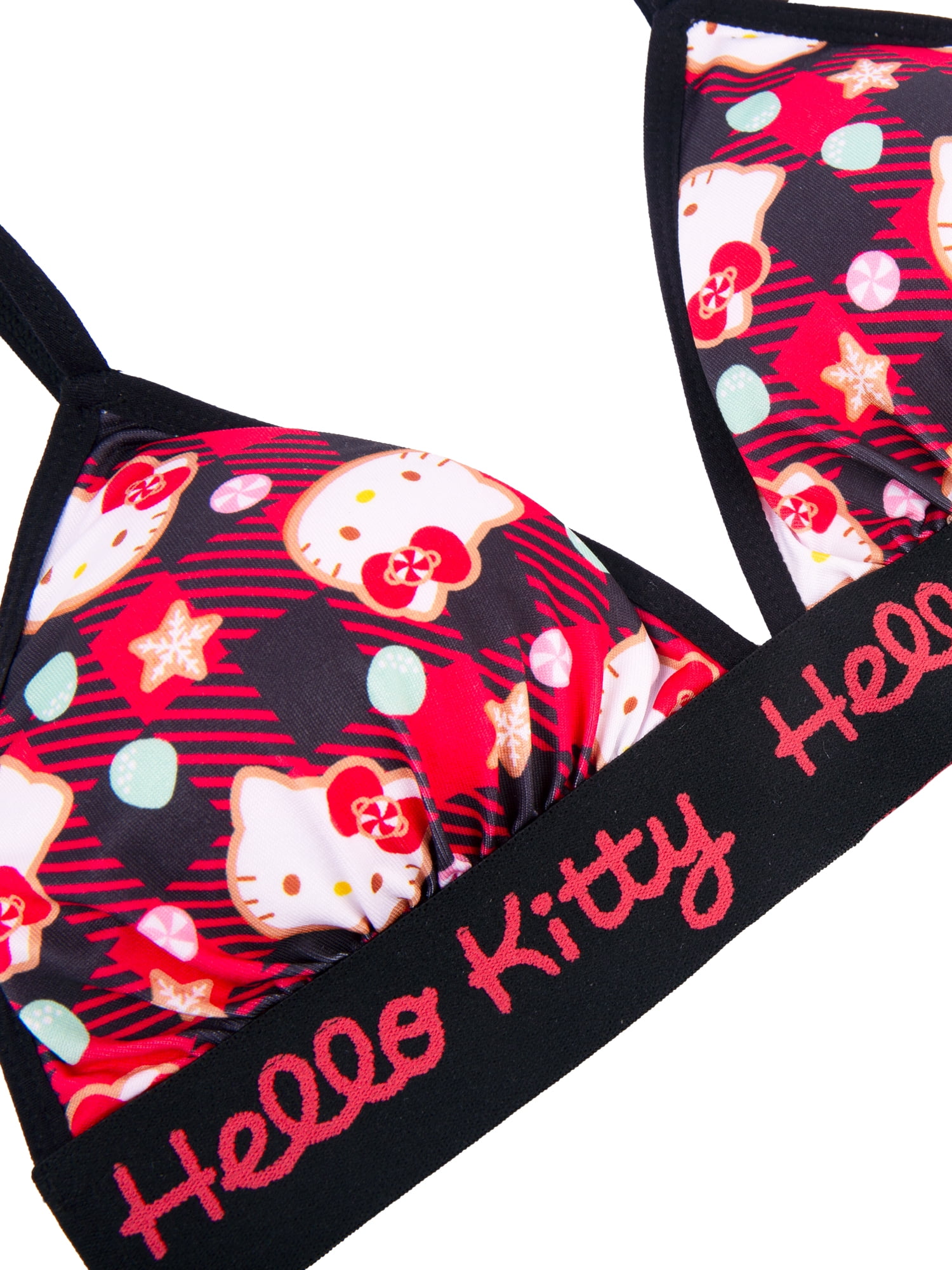 Hello Kitty Christmas Women's Comfort Stretch Triangle Bra and Boyshort Panties Set Sizes S to XL