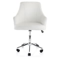 thumbnail image 4 of Elama Adjustable Faux Leather Rolling Office Chair in White with Chrome Finish, 4 of 11
