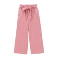 thumbnail image 4 of NAISIBABY Girls Pants, Loose Pleated Wide Leg Smocked High Waist Cotton Linen Casual Trousers Pink 12T, 4 of 8