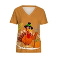 thumbnail image 1 of Hesxuno Womens Plus Size Thanksgiving Scrubs TopsWomen's Short Sleeve V-Neck Thanksgiving Turkey Workwear Tops With Pockets Blouse Turkey Shirts Scrubs, 1 of 4