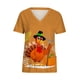 thumbnail image 1 of ICHUANYI Clearance Women's Short Sleeve V-Neck Thanksgiving Turkey Workwear Tops With Pockets Blouse(Orange, XL) ICHUANYI WER2023081402770, 1 of 4