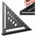 thumbnail image 3 of Speed Square with 14 Types of Drilling Holes, 7 Inch Multifunctional Carpenter Square, Triangle Ruler, Aluminum Combination Square, Quick Measuring Square., 3 of 5