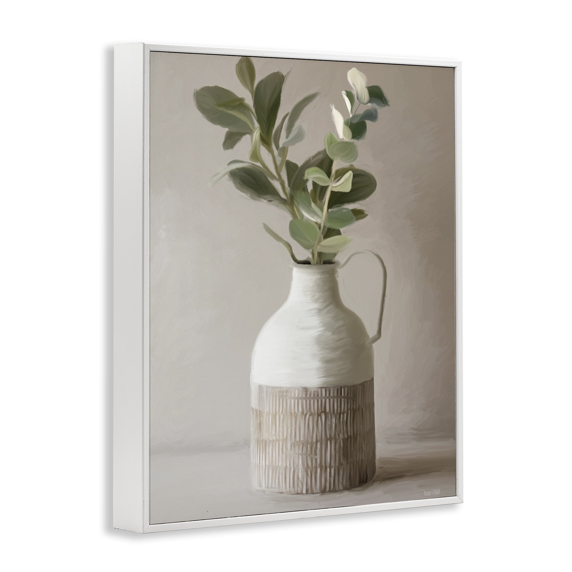 Stupell Industries Eucalyptus In Vase White Framed Giclee Art, design by House Fenway