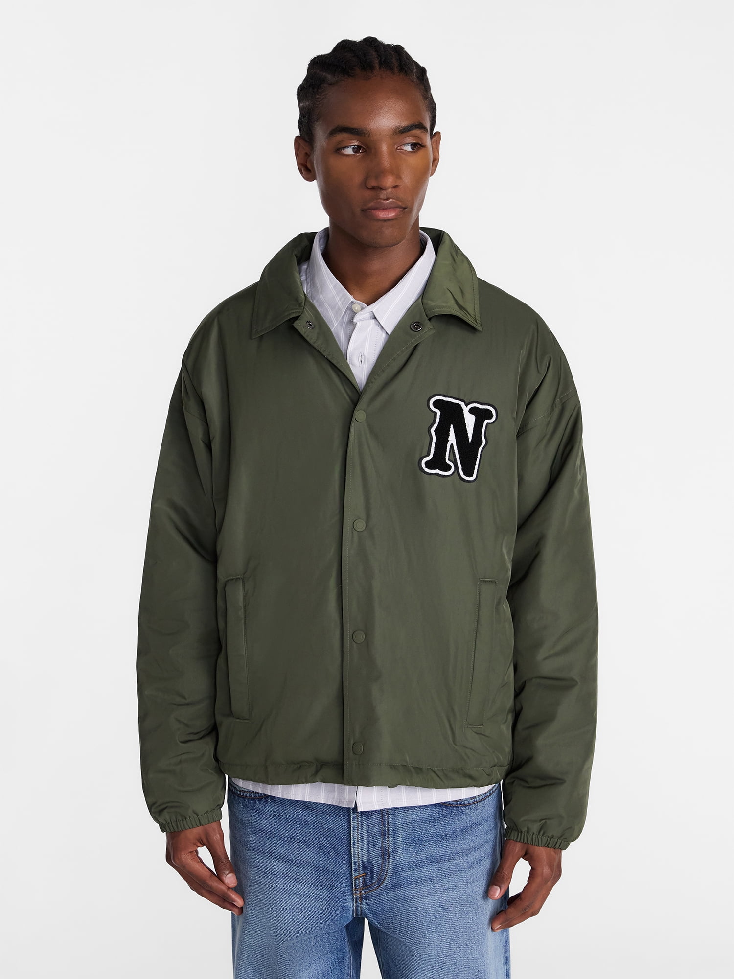 No Boundaries Coaches Jacket with Long Sleeves, Men's S-3XL