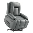 thumbnail image 3 of Power Lift Recliner Chair for Elderly, PU Leather Electric Recliner Sofa with Heat & Massage, Remote, Overstuffed Armrests, Side Pocket, for Living Room or Bedroom, MS Grey, 3 of 7