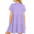 thumbnail image 5 of Dresses for Women 2026 Casual Spring Fashion V-Neck Short Sleeve Mini Dress A-Line Party Dress with Pockets, 5 of 8