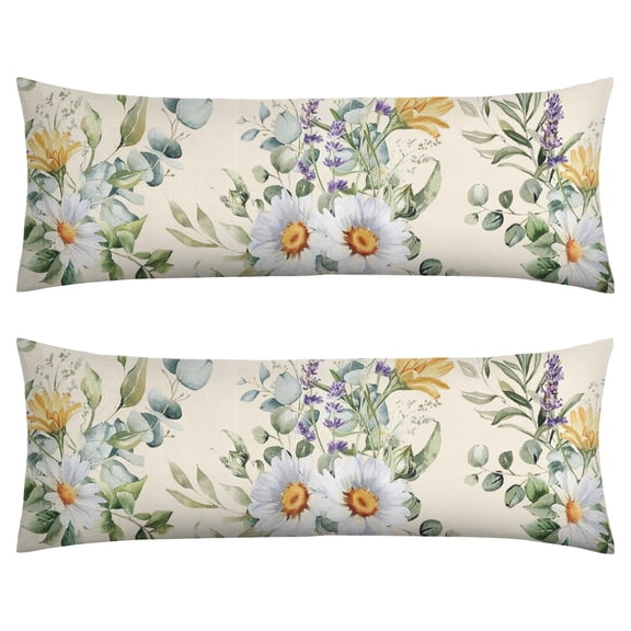 Flower Pattern Aesthetic Body Pillow Cover 20x54 - Wildflower Butterfly Illustration Long Pillow Case with Zipper - Soft Breathable Maternity Pillowcase - Full Body Pillow Protector - Bed Pillow Cover
