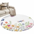 thumbnail image 2 of Round Area Rug 3.3 Ft, Wildflowers Washable Non-Slip Circle Carpet for Living Room/Bedroom, Spring Country Tulip Butterfly Floral Leaf Low-Profile Small Kitchen Mats Collection Rugs for Indoor, 2 of 7