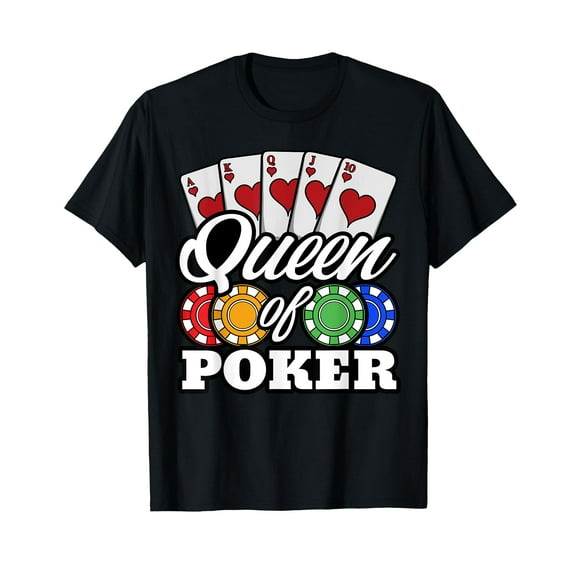 Poker Queen Gambling Casino Card Game Hand Bluff Fold T-Shirt