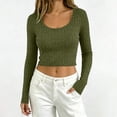 thumbnail image 2 of yillto Women Crop Sweaters Tops Ribbed Knit Lightweight Long Sleeve Soft Comfy Plain Tops Clothes, 2 of 7