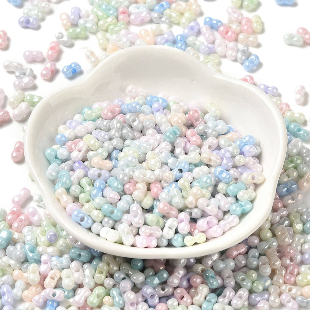 1Pound Opaque Colours Luster Glass Seed Beads Peanut Colorful 6x3.5x3mm Hole: 1mm about 7258pcs/pound