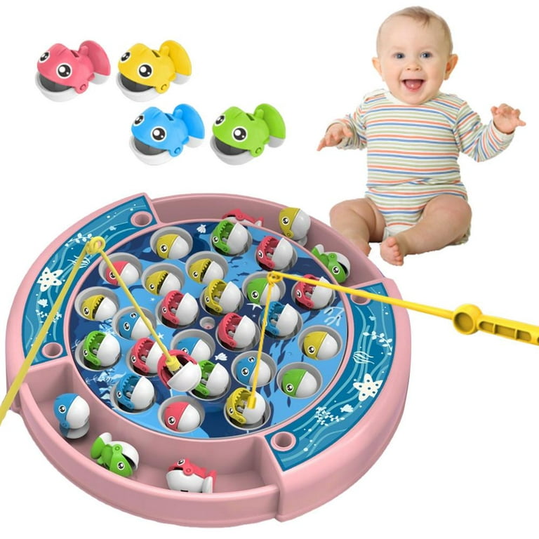 Famure Fishing Games for Kids 3-5|Fishing Toy with Toddler Fishing  Pole|Toddler Fish Game Set Rotating with Music Includes 24 Fish and 4  Fishing Poles