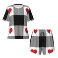 thumbnail image 5 of Wukai Heart Black Buffalo Plaid Gingham Women's Pajama Set,Short-Sleeve Top and Shorts with Elastic Waistband and Pockets for Loungewear, Yoga, and Casual Wear-4X-Large, 5 of 8