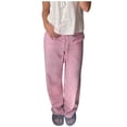 thumbnail image 1 of Pantalones anchos de cintura alta a rayas para mujer - Cordón elástico, pantalones vintage de estilo urbano para el verano - Tallas S-L, 1 of 5